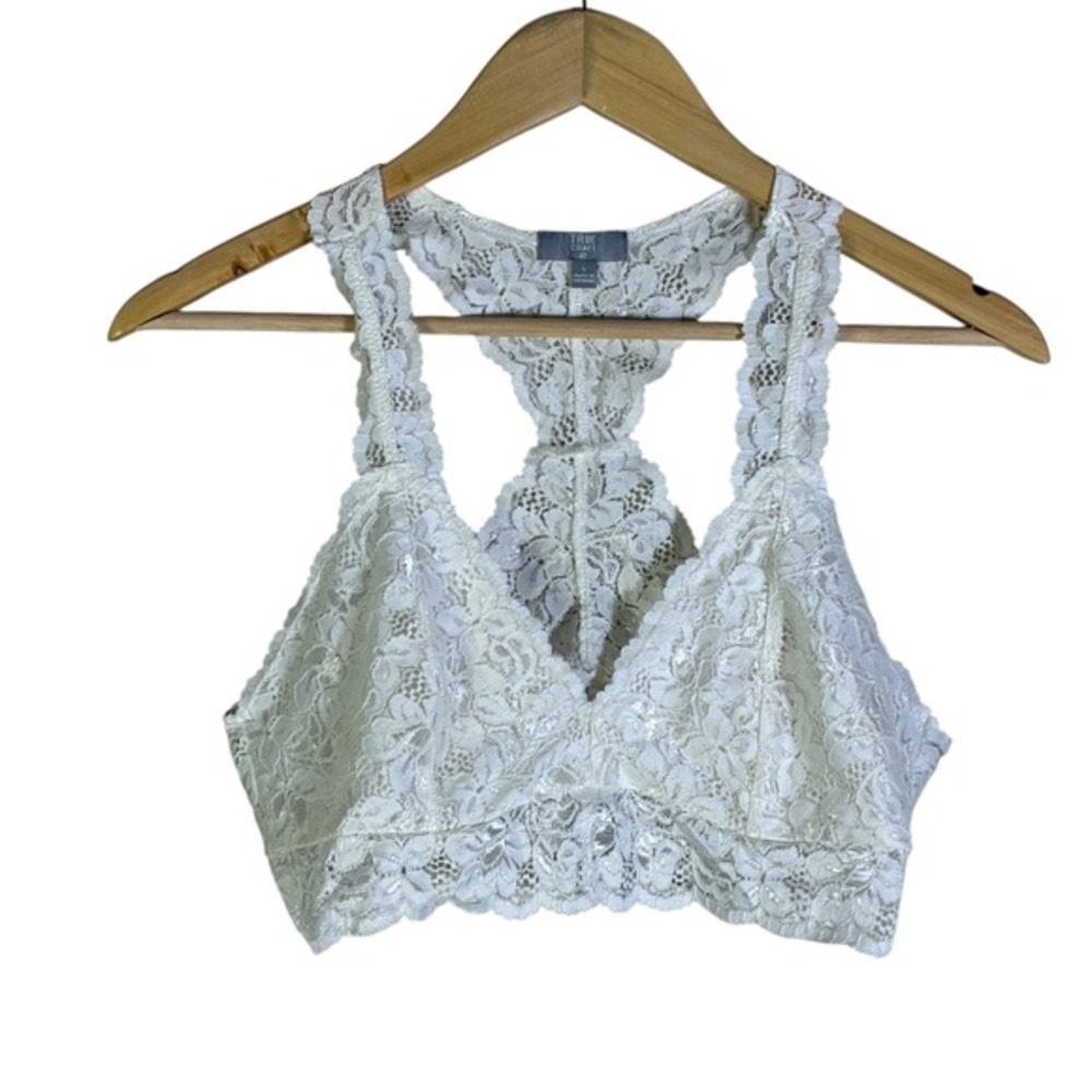 True Craft White Lace Racerback Bralette Womens‎ L
